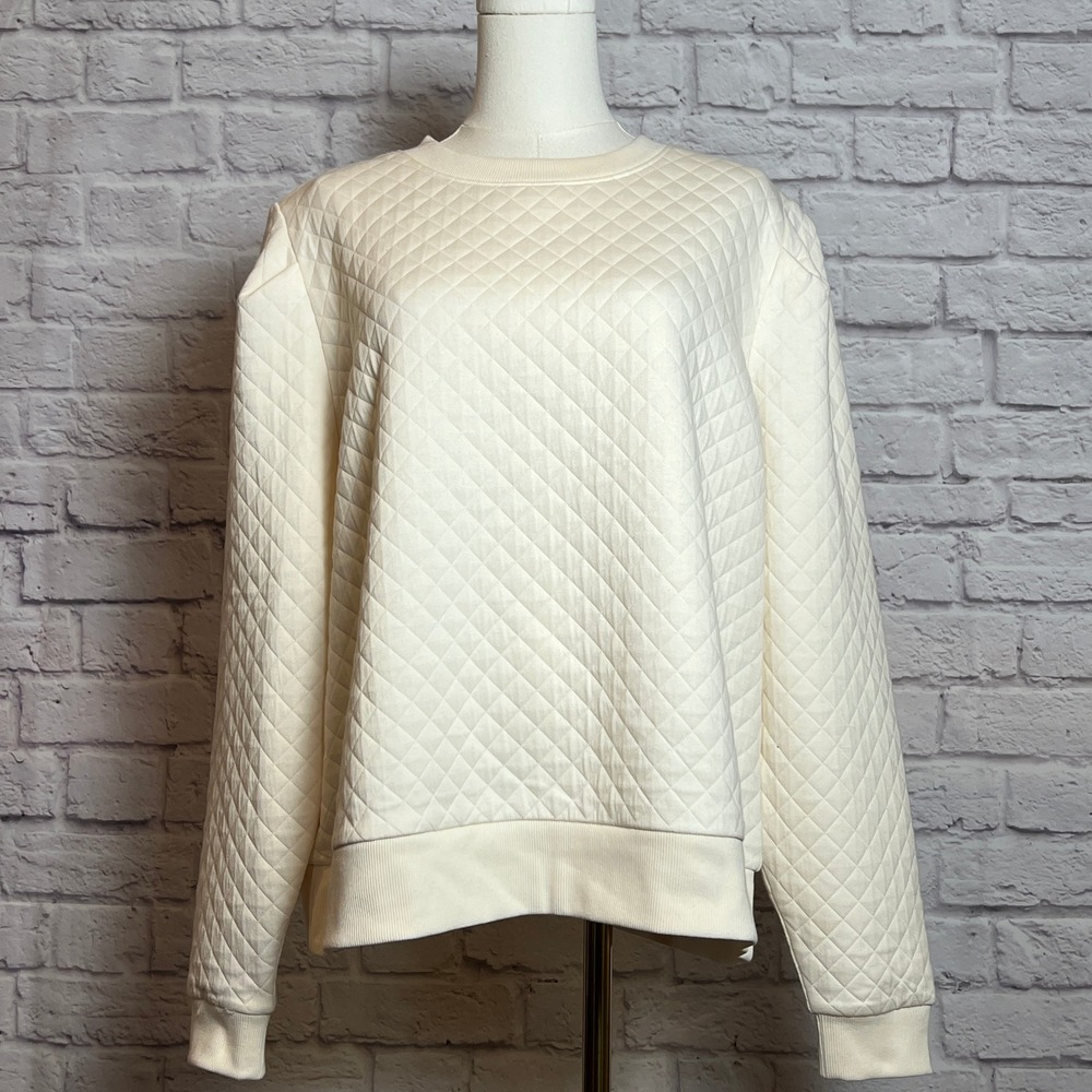 Walter Hagen White Quilted Crewneck Sweatshirt Pullover Cotton Blend Women's XXL